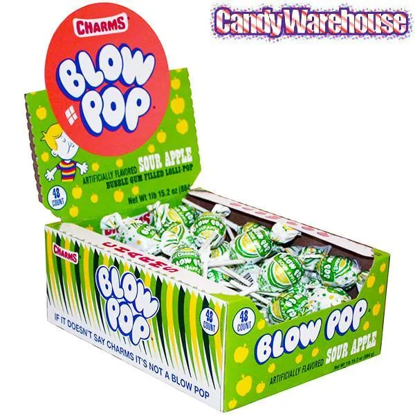 Charms Blow Pops - Sour Apple: 48-Piece Box - Image 2