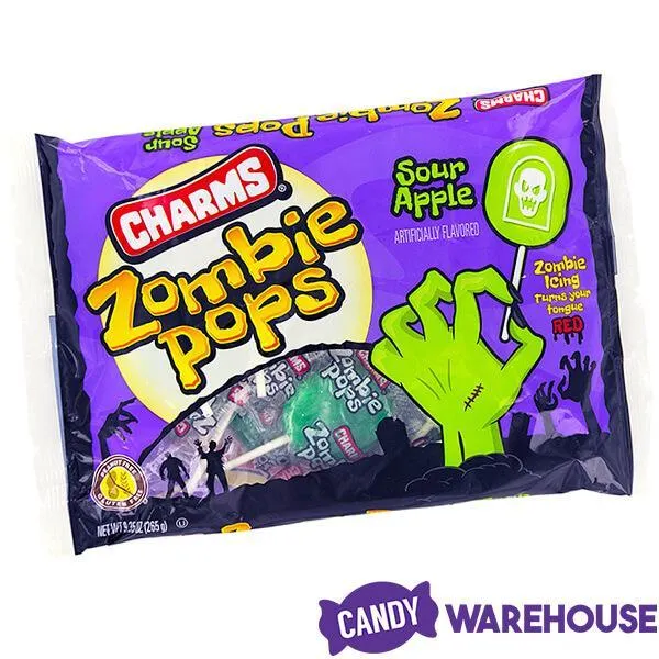 Charms Sour Apple Zombie Pops: 15-Piece Bag - Image 3
