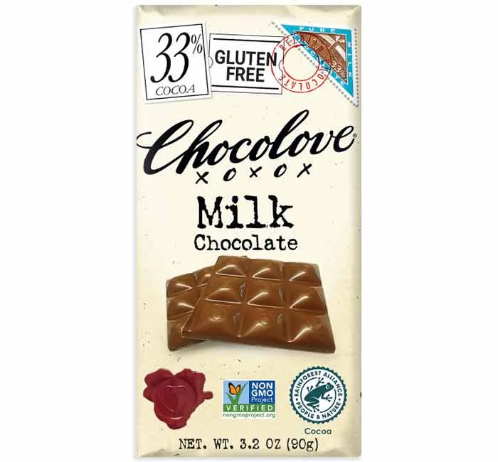 Chocolove Milk Chocolate Candy Bars: 12-Piece Box