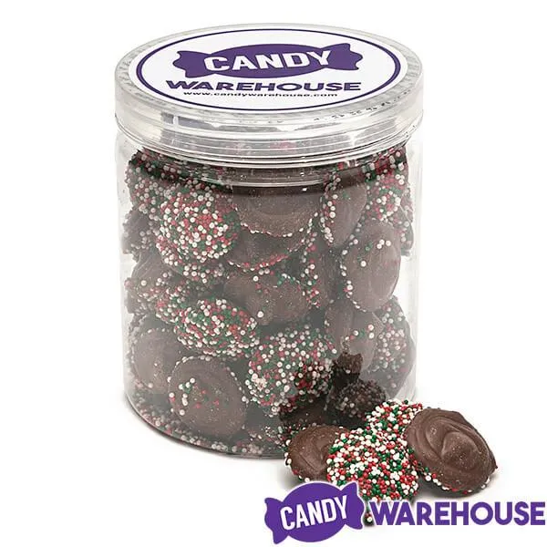 Christmas Milk Chocolate Nonpareils Discs: 1LB Jar - Image 3