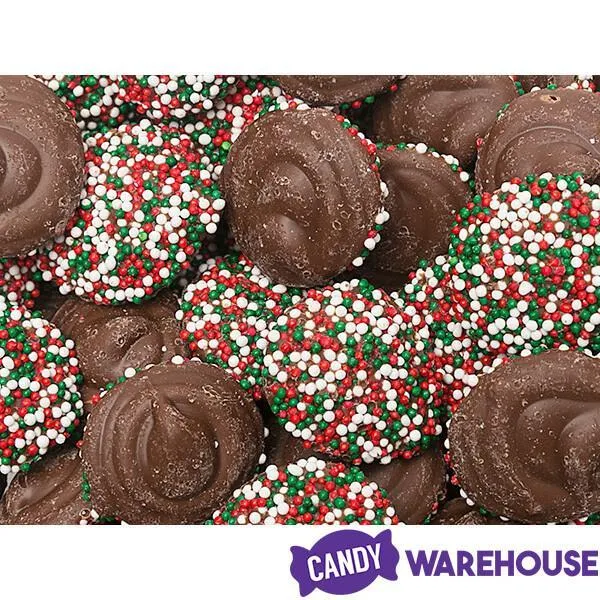 Christmas Milk Chocolate Nonpareils Discs: 1LB Jar - Image 4