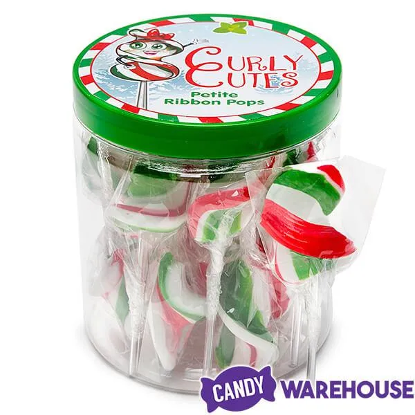 CurlyCutes Petite Ribbon Pops - Christmas Peppermint: 20-Piece Jar - Image 4
