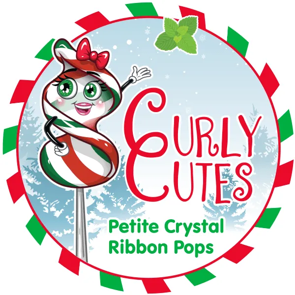 CurlyCutes Petite Ribbon Pops - Christmas Peppermint: 20-Piece Jar - Image 5