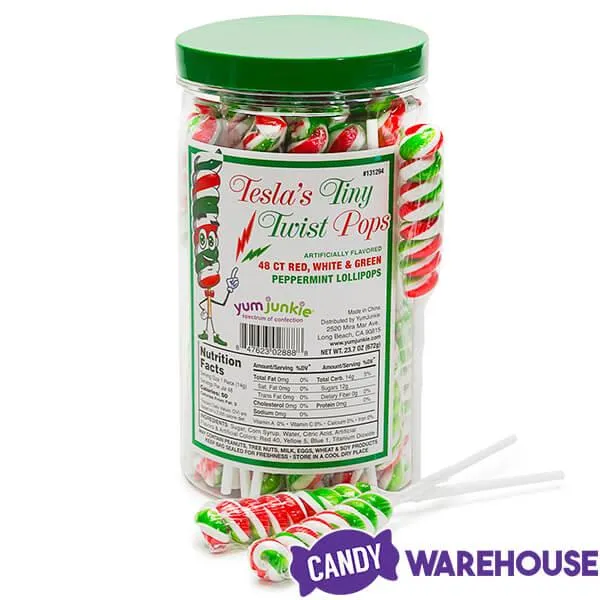 Tesla's Tiny Twist Pops - Christmas Peppermint: 48-Piece Jar - Image 6