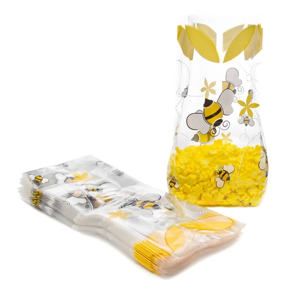 Clear Cello Candy Bags with Honey Bees: 100-Piece Box