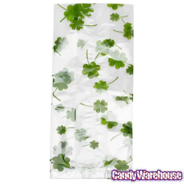Clear Cello Candy Bags with St Patrick's Day Clovers: 100-Piece Box - Image 2