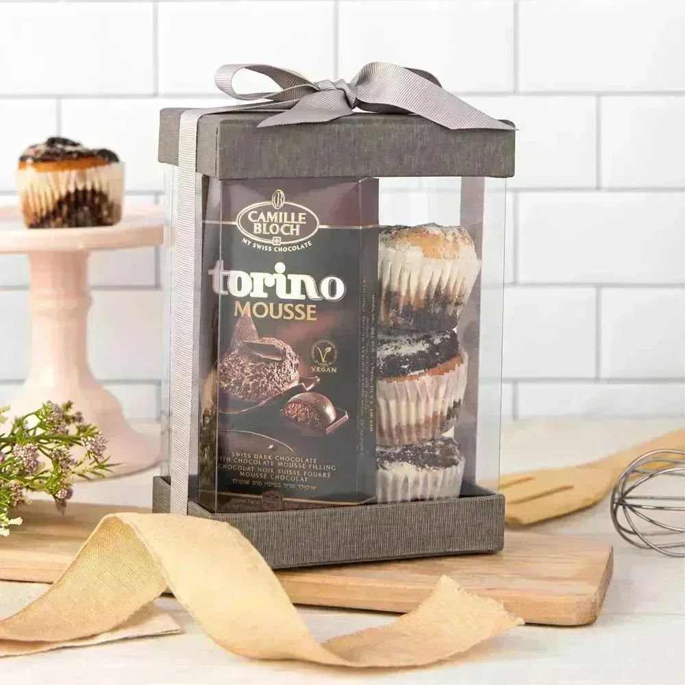 Clear Gift Boxes 6 Pack Bakery Boxes Gray 7X5X3" With Base Lid & Ribbon - Image 5