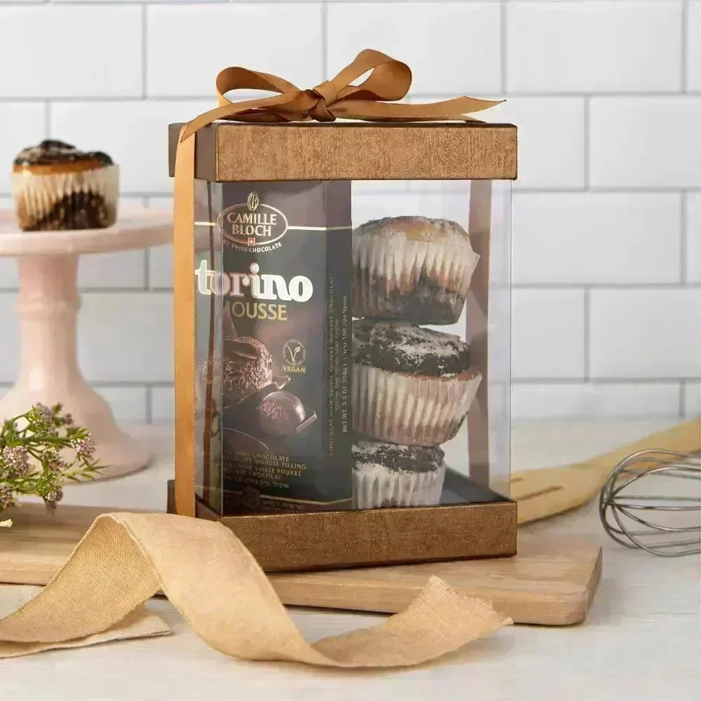 Clear Gold 7X5X3" Gift Boxes 6 Pack Bakery Boxes With Base Lid & Ribbon - Image 5