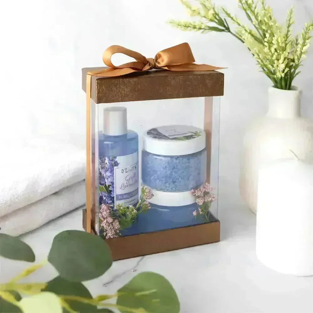 Clear Gold 7X5X3" Gift Boxes 6 Pack Bakery Boxes With Base Lid & Ribbon - Image 6