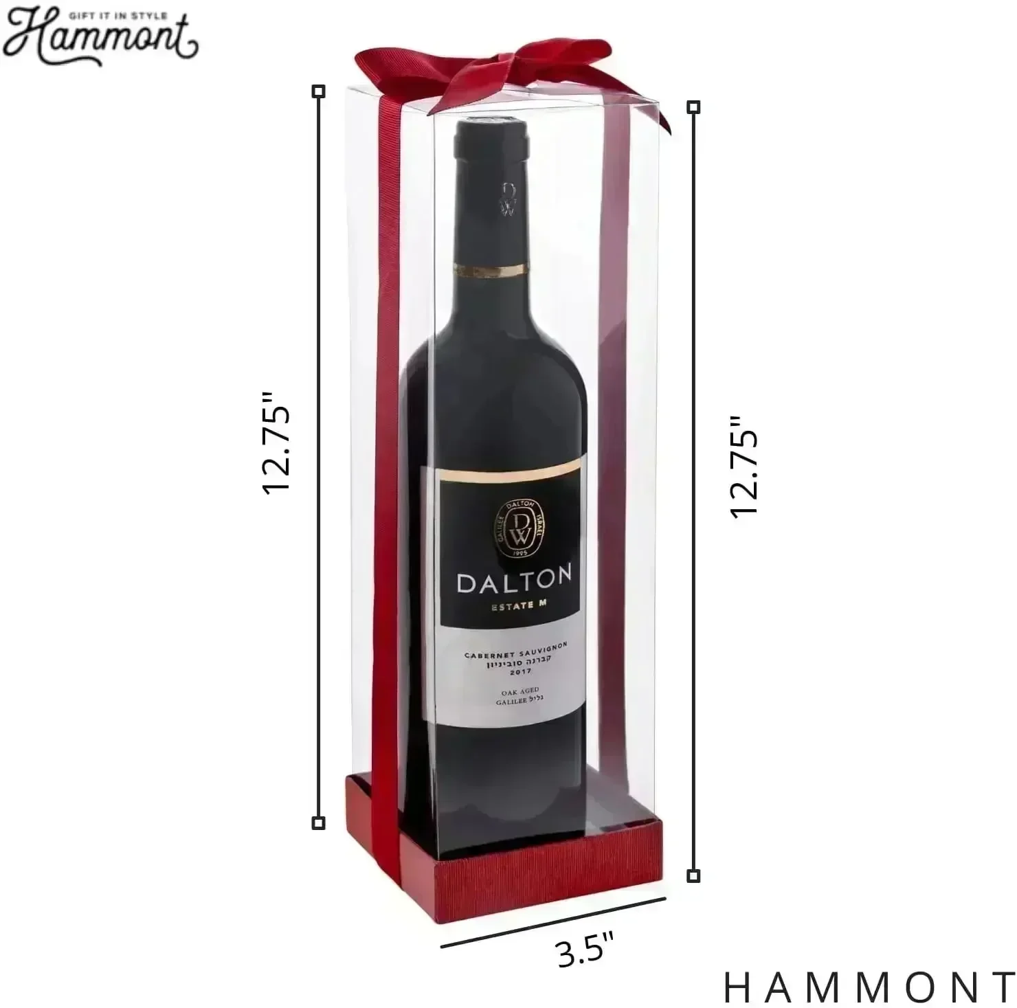 Clear Wine Bottle Gift Boxes 6 Pack With Base Lid & Ribbon Maroon 3.5X3.5 X12.75 - Image 4