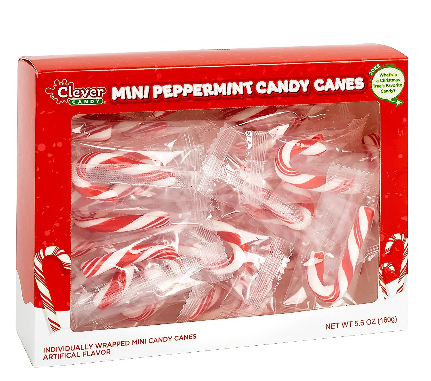 Clever Candy Christmas Peppermint Mini Candy Canes Pack: 24-Piece Case