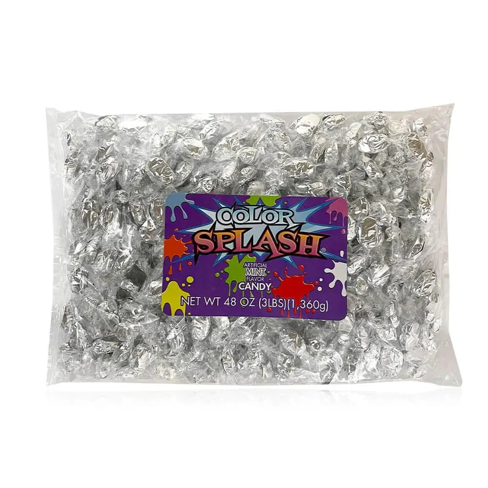 Color Splash Silver Mint Hard Candy: 3LB Bag