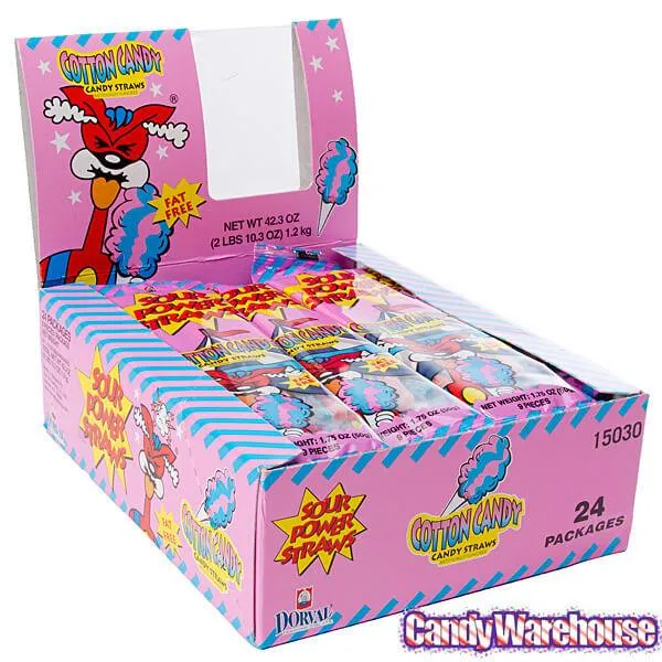 Sour Power Straws Cotton Candy Packs: 24-Piece Box - Image 3