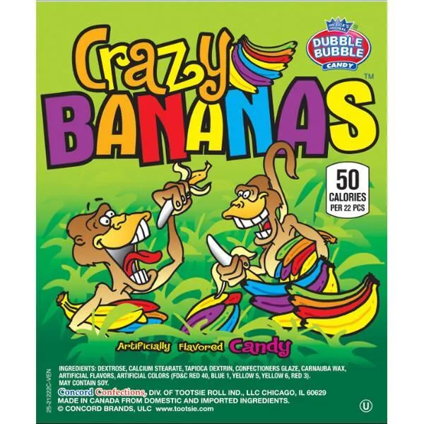 Crazy Bananas Assorted Colors Banana Candy: 25LB Bag - Image 2