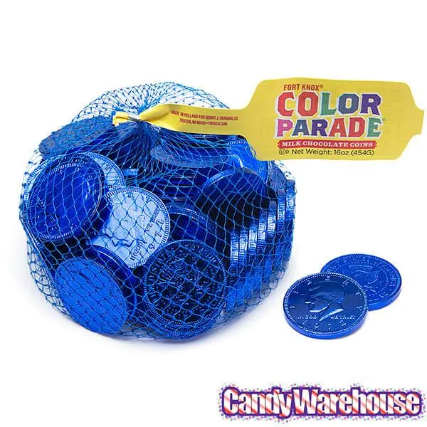 Dark Blue Foiled Milk Chocolate Coins: 1LB Bag - Image 4