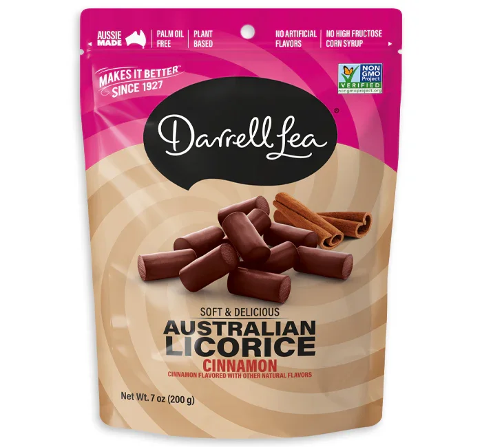 Darrell Lea Cinnamon Soft Australian Licorice Non-GMO: 8-Piece Case