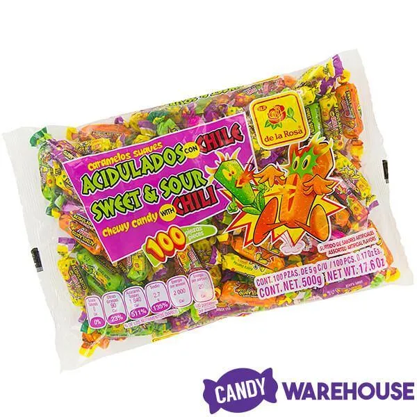 De La Rosa Acidulados con Chile Chewy Candy: 100-Piece Bag - Image 4
