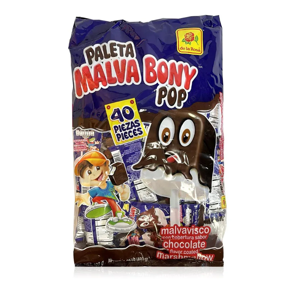 De La Rosa Malva Bony Chocolate Marshmallow Pop: 40-Piece Bag