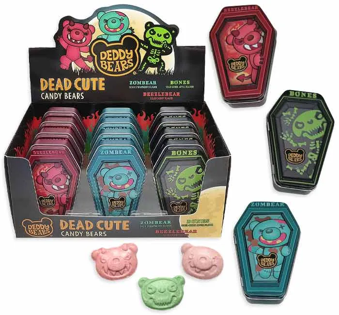 Deddy Bears Dead Cute Candy Tins: 12-Piece Display