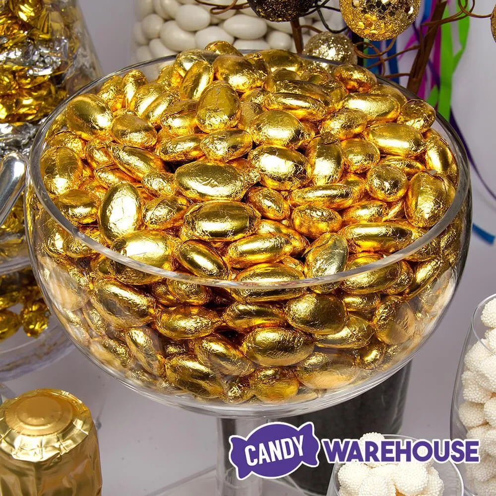 Gold Foil Wrapped Jordan Almonds Candy: 1LB Bag - Image 3