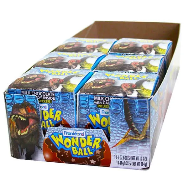 Dinosaur Wonderball Milk Chocolate Balls Filled with Candy: 10-Piece Display - Image 2