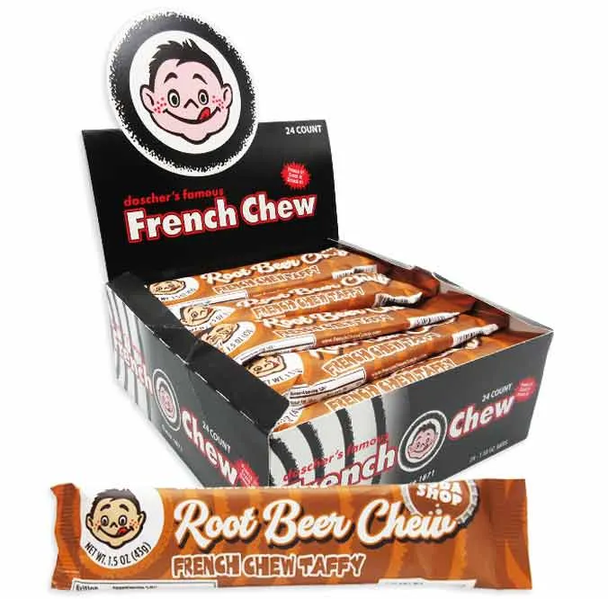 Doscher's French Chew Taffy Bars - Rootbeer: 24-Piece Box
