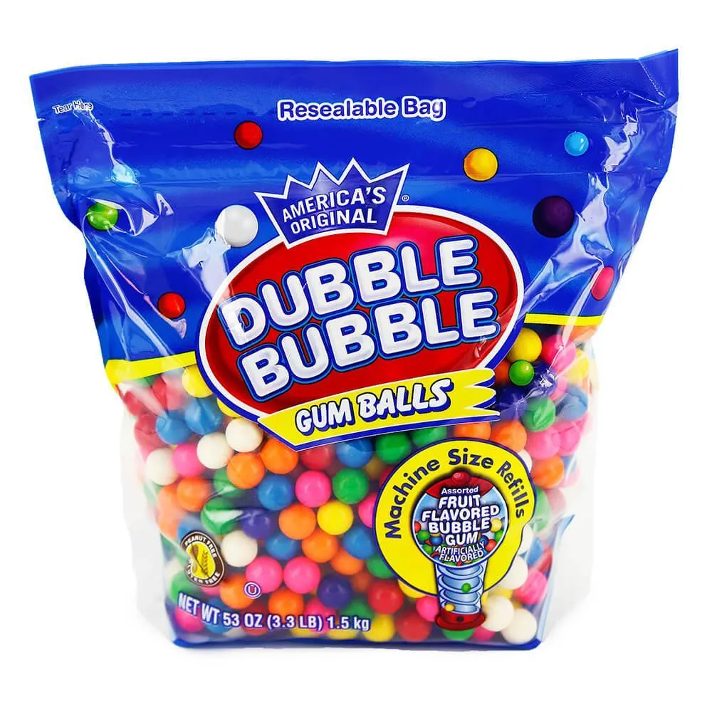 Dubble Bubble Assorted Colors 1/2-Inch Gumballs 53-Ounce Bag: 6-Pack