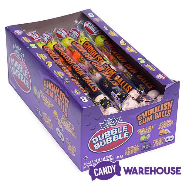 Dubble Bubble Halloween Ghoulish Gumballs 10-Ball Tubes: 24-Piece Box - Image 3