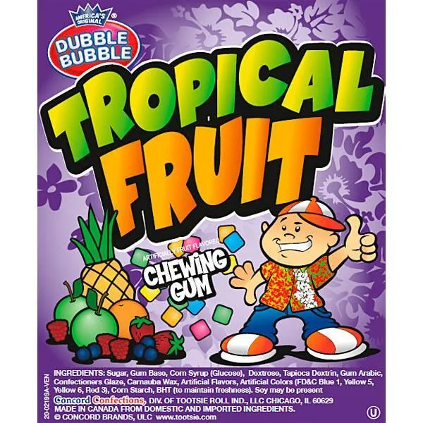 Dubble Bubble Chiclets Chewing Gum Tabs - Tropical Fruit Flavors: 1.5LB Jar - Image 5