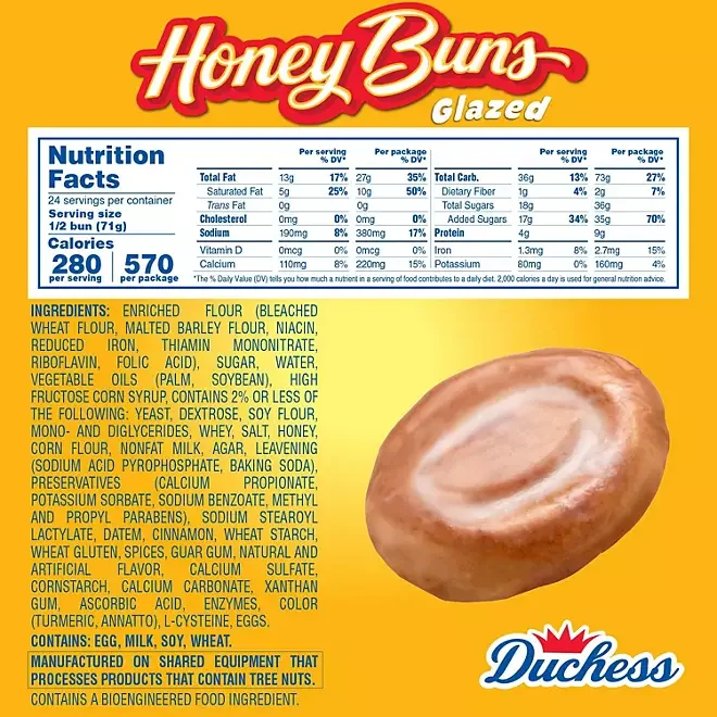 Duchess Jumbo Glazed Honey Buns: 12-Piece Box - Image 2