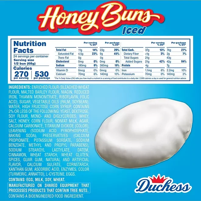 Duchess Jumbo White Iced Honey Buns: 12-Piece Box - Image 2