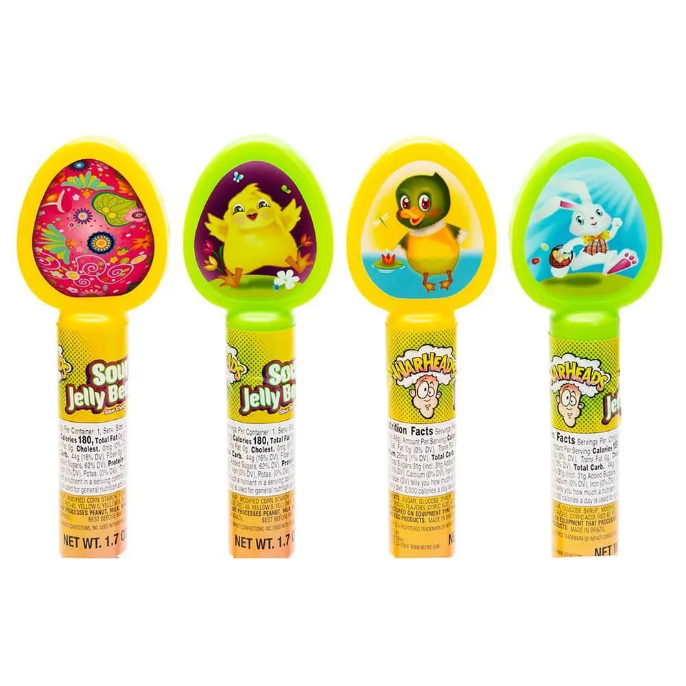 Easter Warheads Sour Jelly Beans Candy Tubes: 24-Piece Display