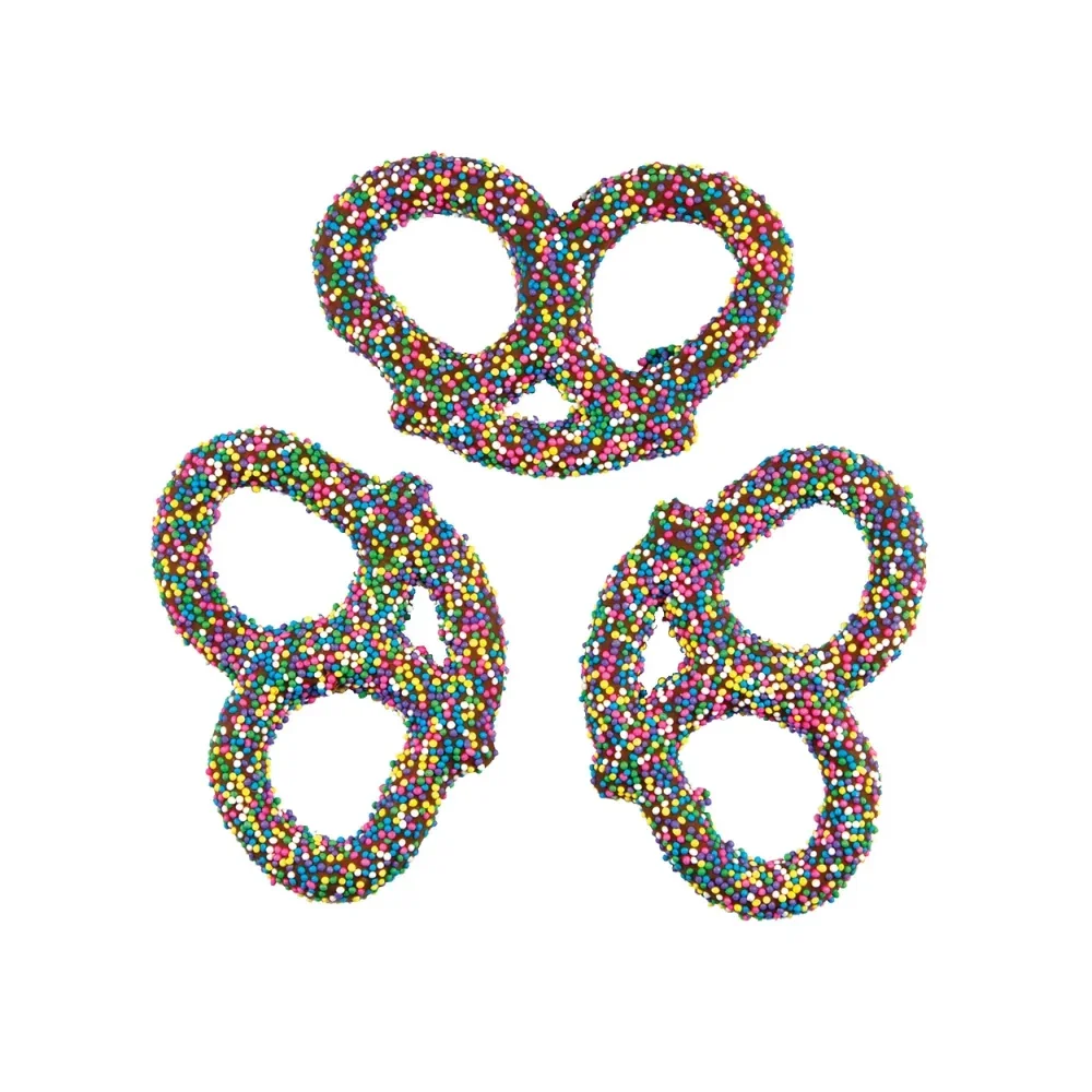 Easter Nonpareil Milk Chocolatey Coated Pretzels: 7-Pound Case