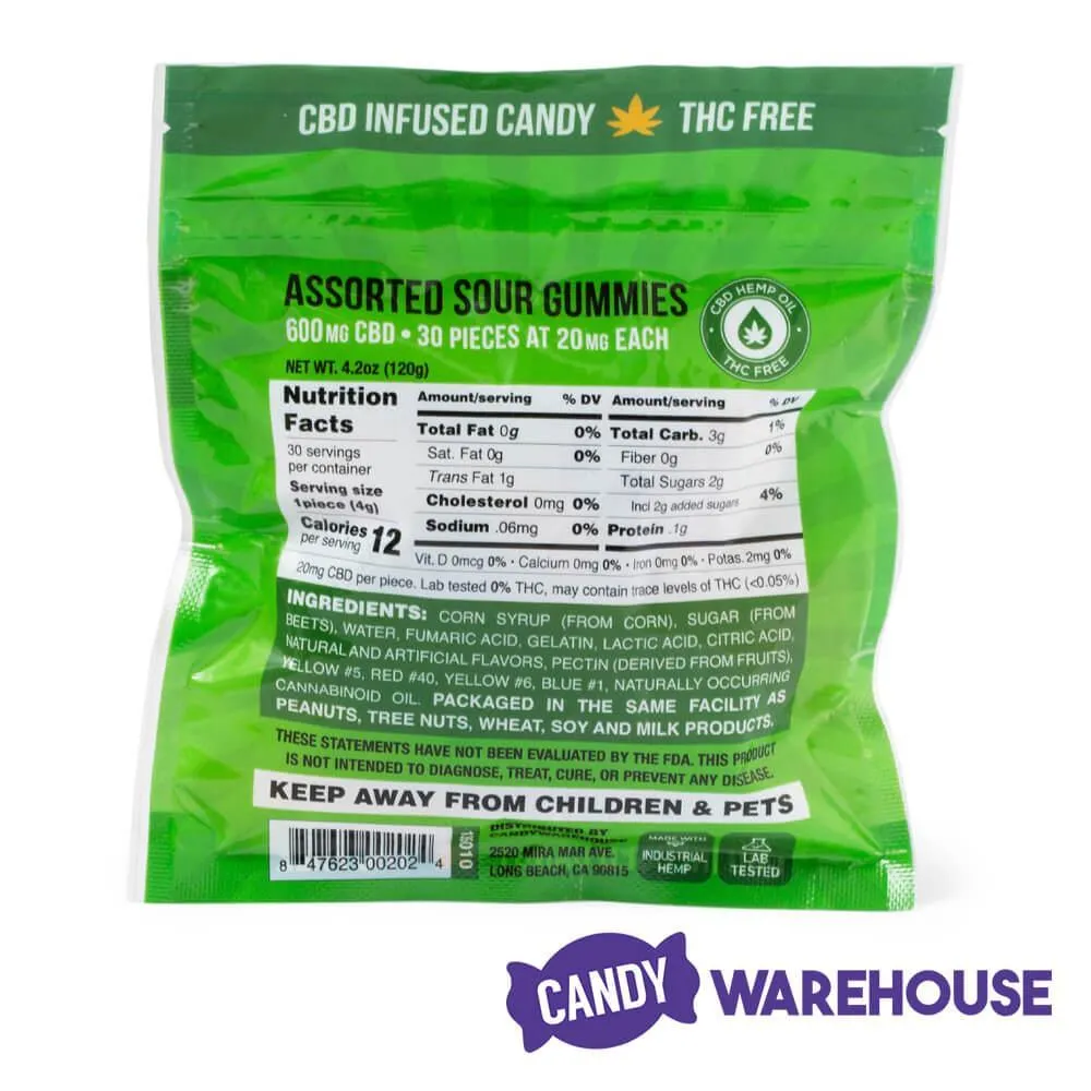 Eddy Edibles Assorted Sour CBD Gummies THC Free 600mg: 30 Gummy Bears - Image 4