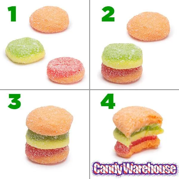 Efrutti Gummy Mini Cheese Burgers Candy - Sour: 60-Piece Box - Image 2