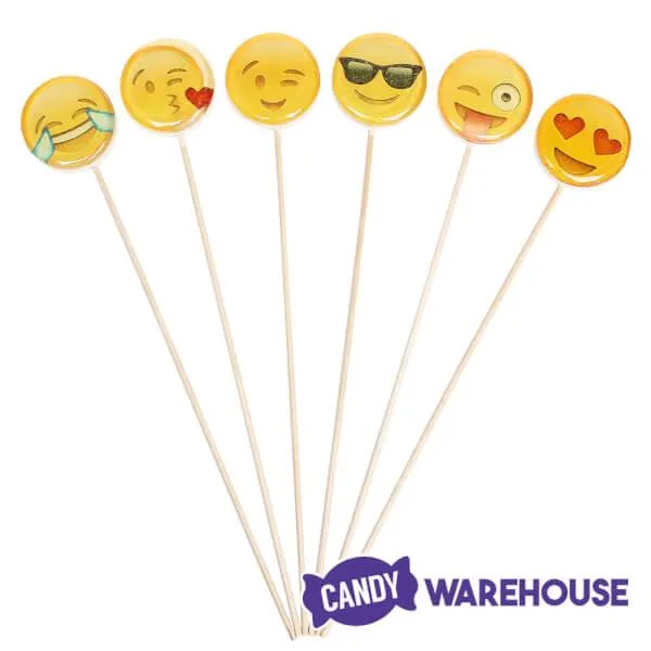 Emoji Hard Candy Lollipops: 12-Piece Bag - Image 2