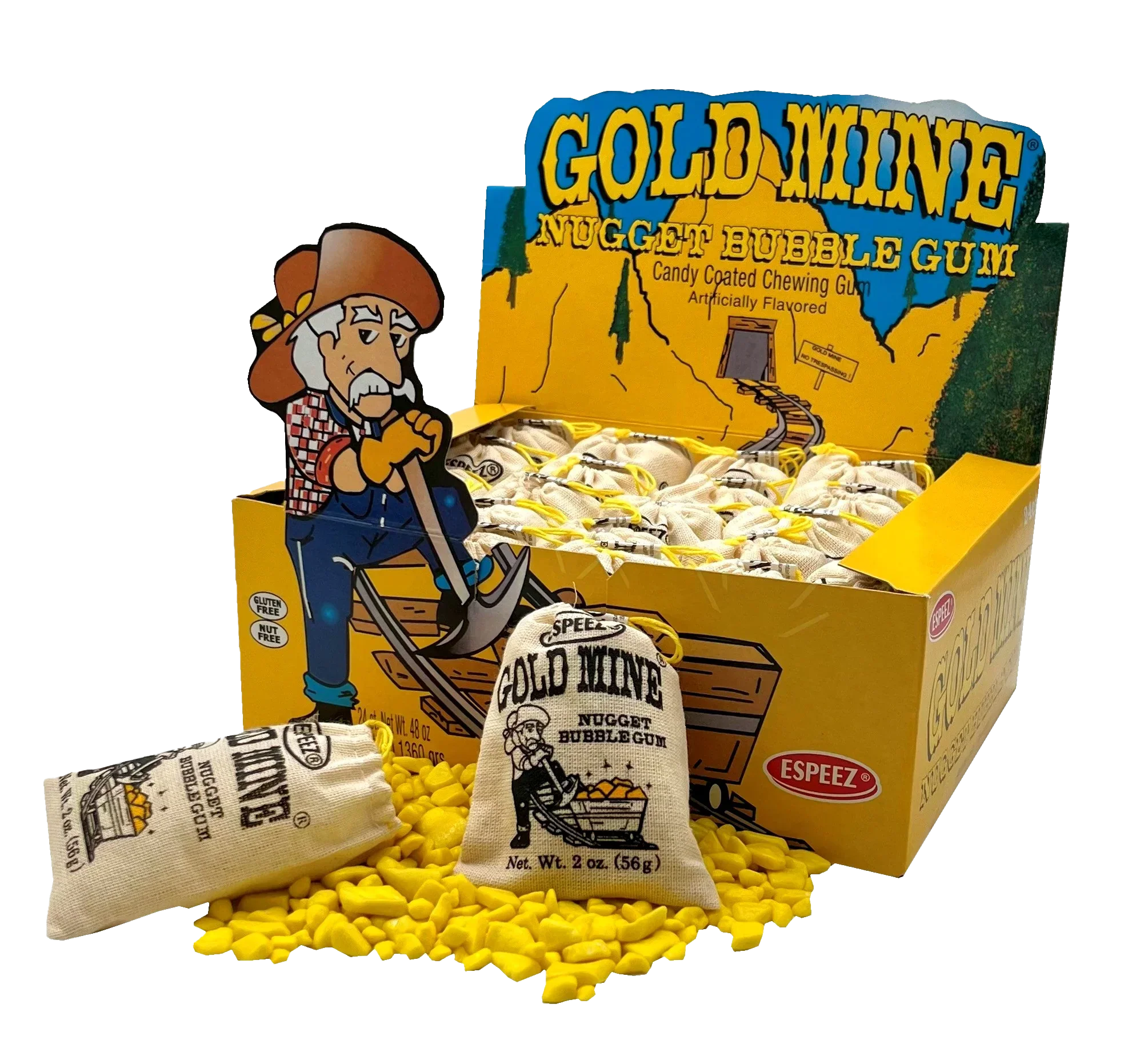 Espeez Gold Mine Bubble Gum Satchels: 24-Piece Box