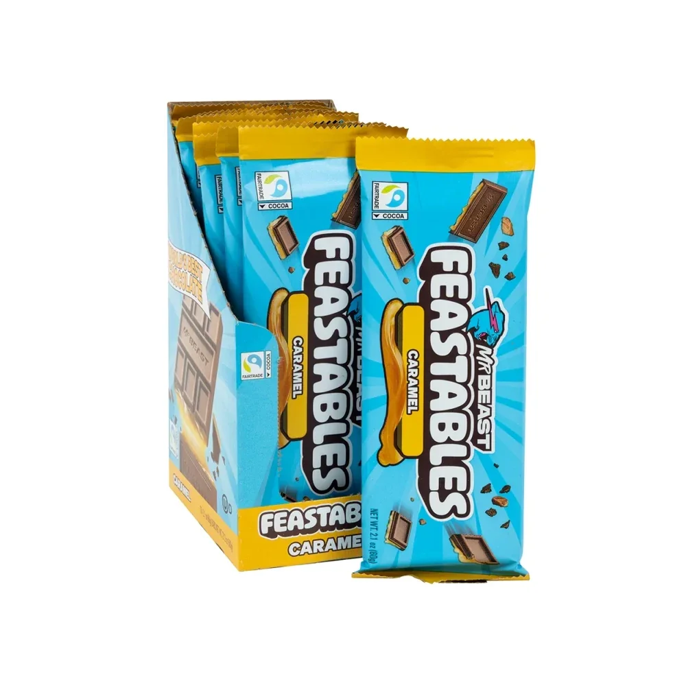 Feastables Milk Chocolate Caramel Bars: 10-Piece Box