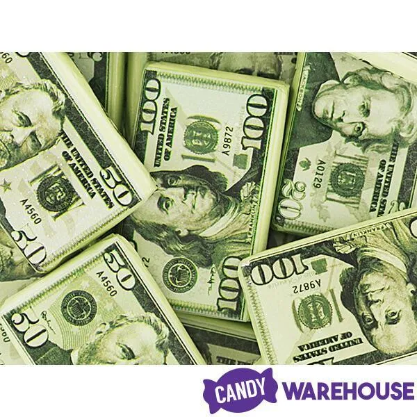 Foiled Milk Chocolate Money Mini Bars in Mesh Bags: 18-Piece Box - Image 4