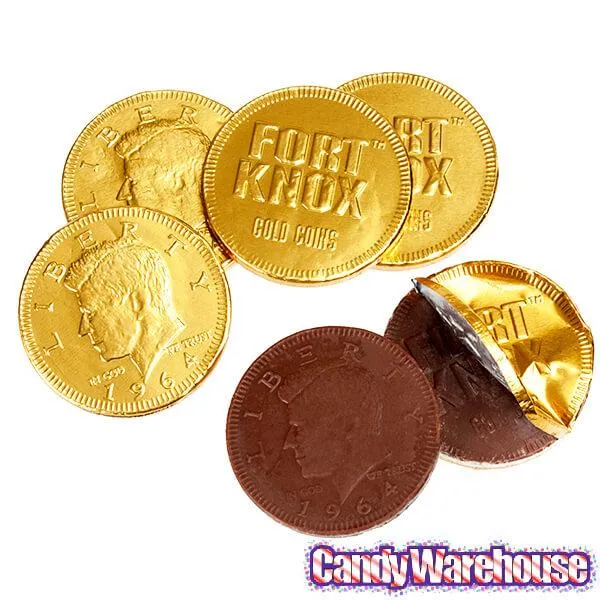 Fort Knox Gold Foiled Milk Chocolate Coins Candy: 180-Piece Tub - Image 2