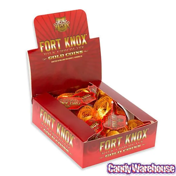 Fort Knox Gold Foiled Milk Chocolate Coins in Mesh Bags: 12-Piece Box - Image 2