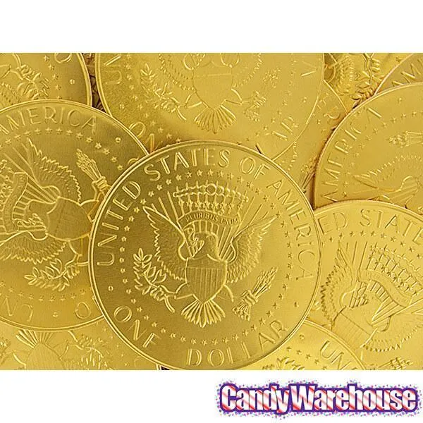 Fort Knox Gold Foiled Milk Chocolate US Dollar Medallions: 30-Piece Box - Image 8