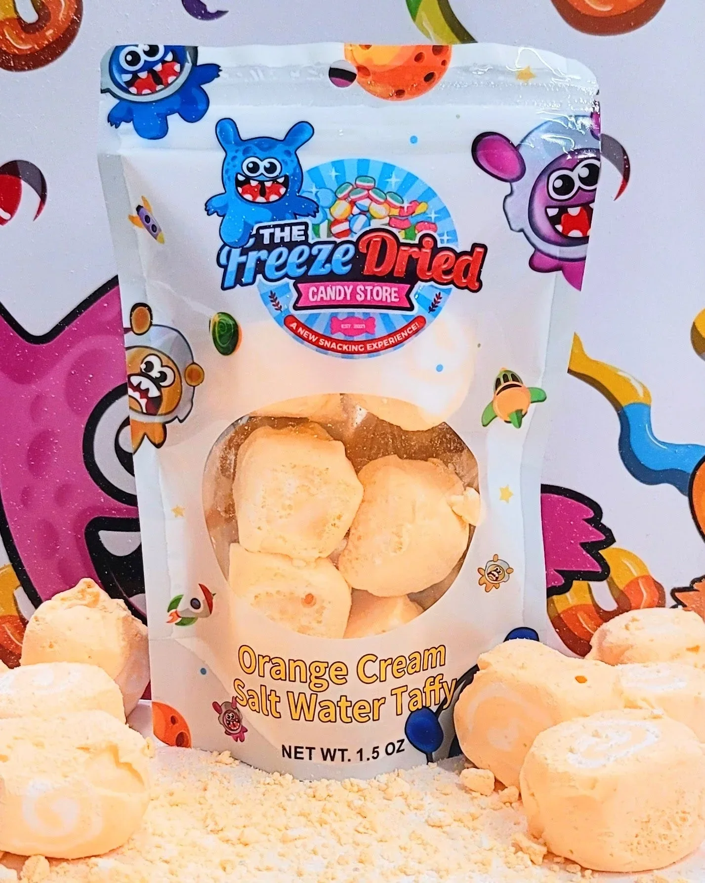 Freeze Dried Orange Vanilla Salt Water Taffy Candy
