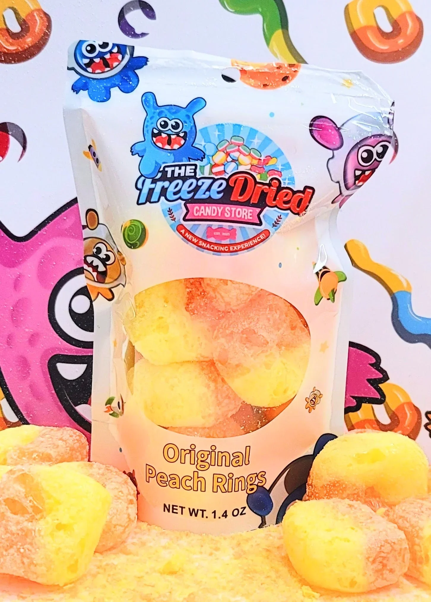 Freeze Dried Original Peach Rings Candy - Image 2