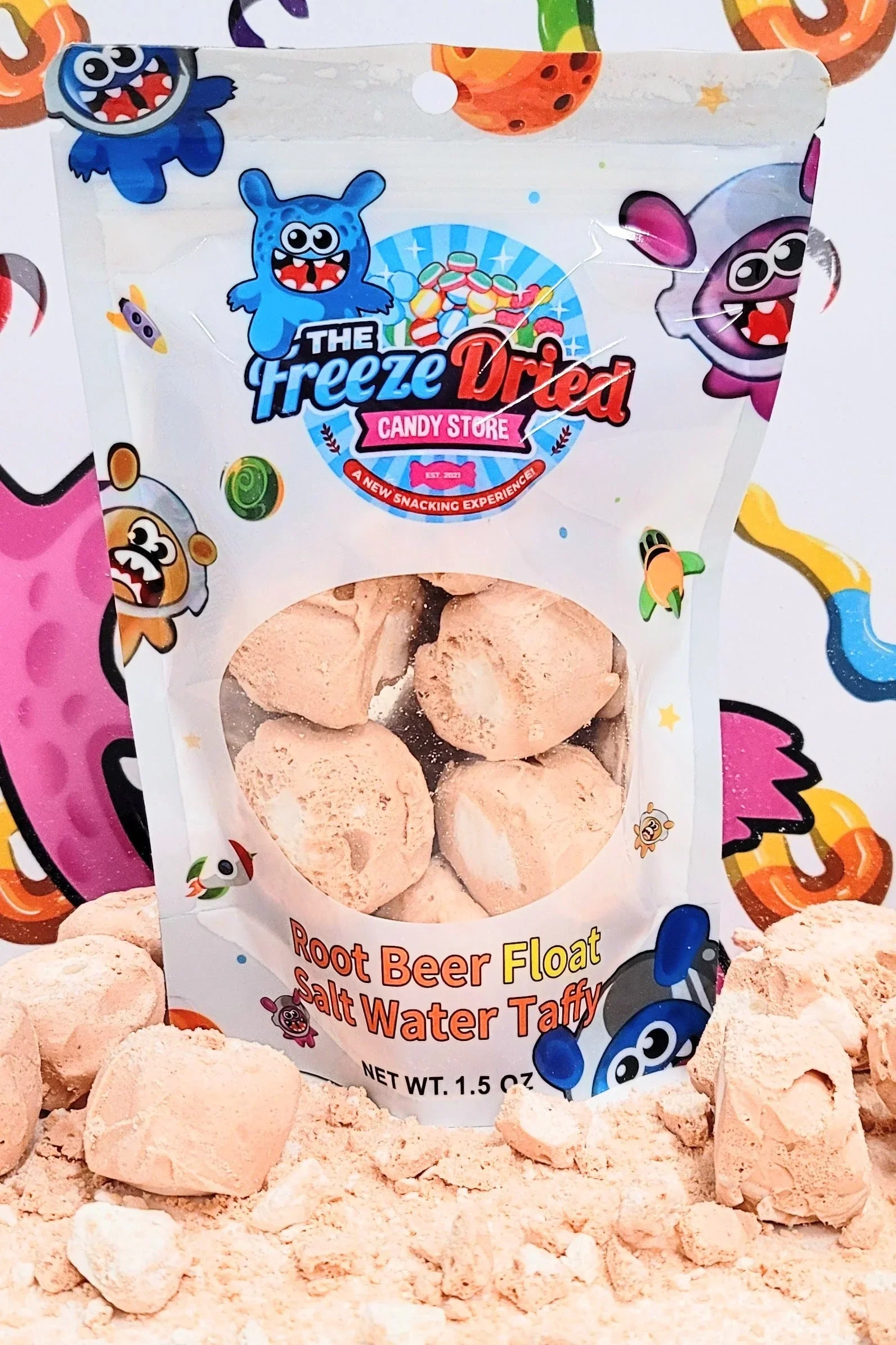 Freeze Dried Root Beer Float Salt Water Taffy Candy