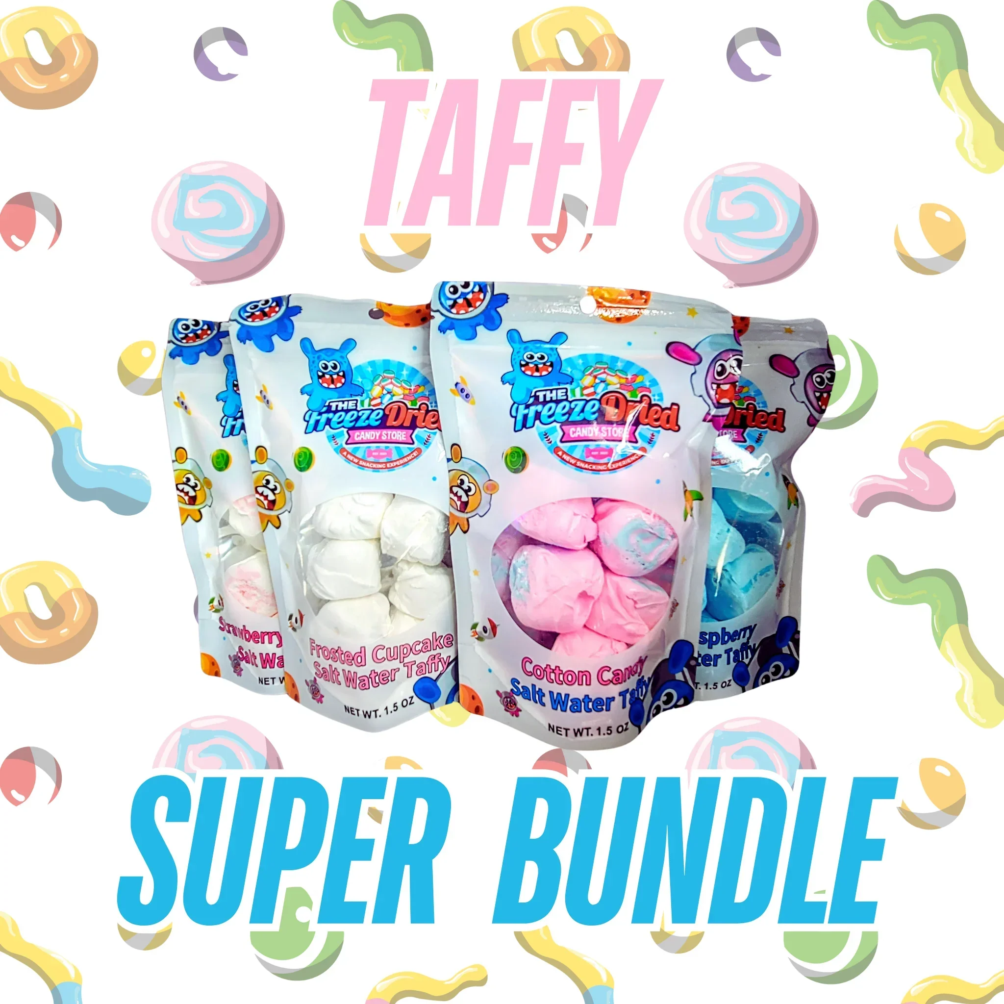 Freeze Dried Salt Water Taffy Candy Bundle: 6 Bags