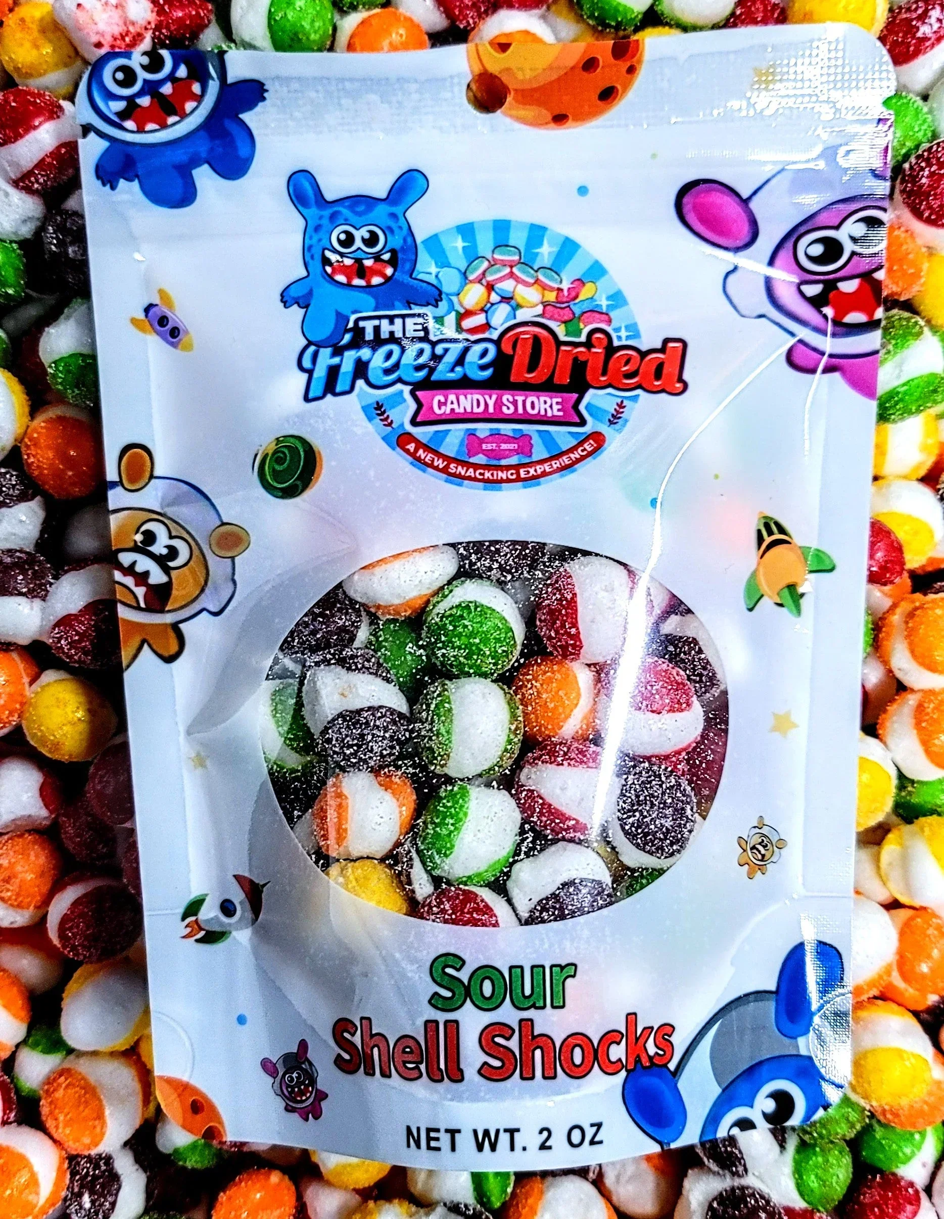 Freeze Dried Sour Shell Shocks Candy: 2oz