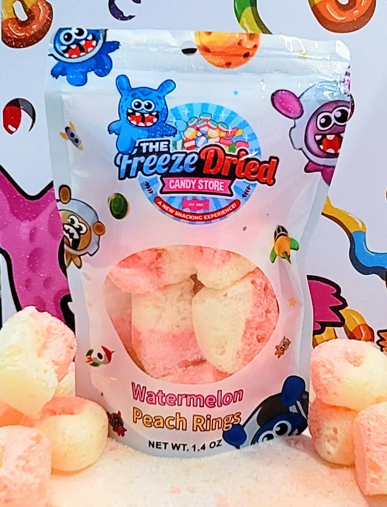 Freeze Dried Watermelon Peach Rings Candy