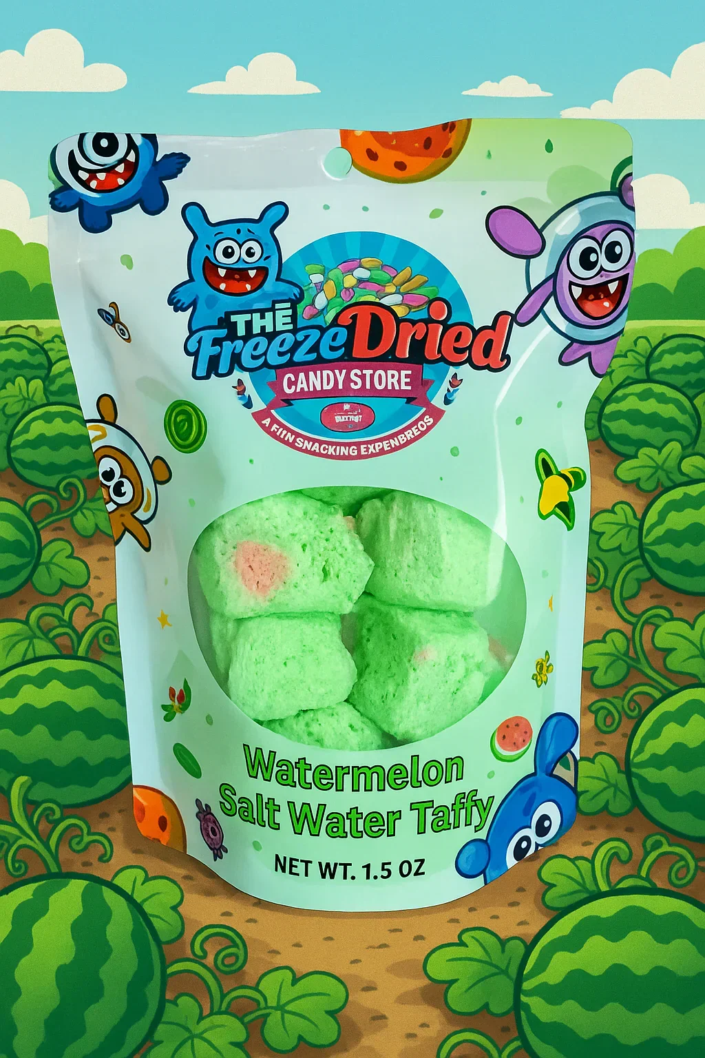 Freeze Dried Watermelon Salt Water Taffy Candy