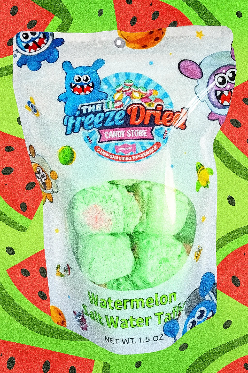 Freeze Dried Watermelon Salt Water Taffy Candy - Image 3